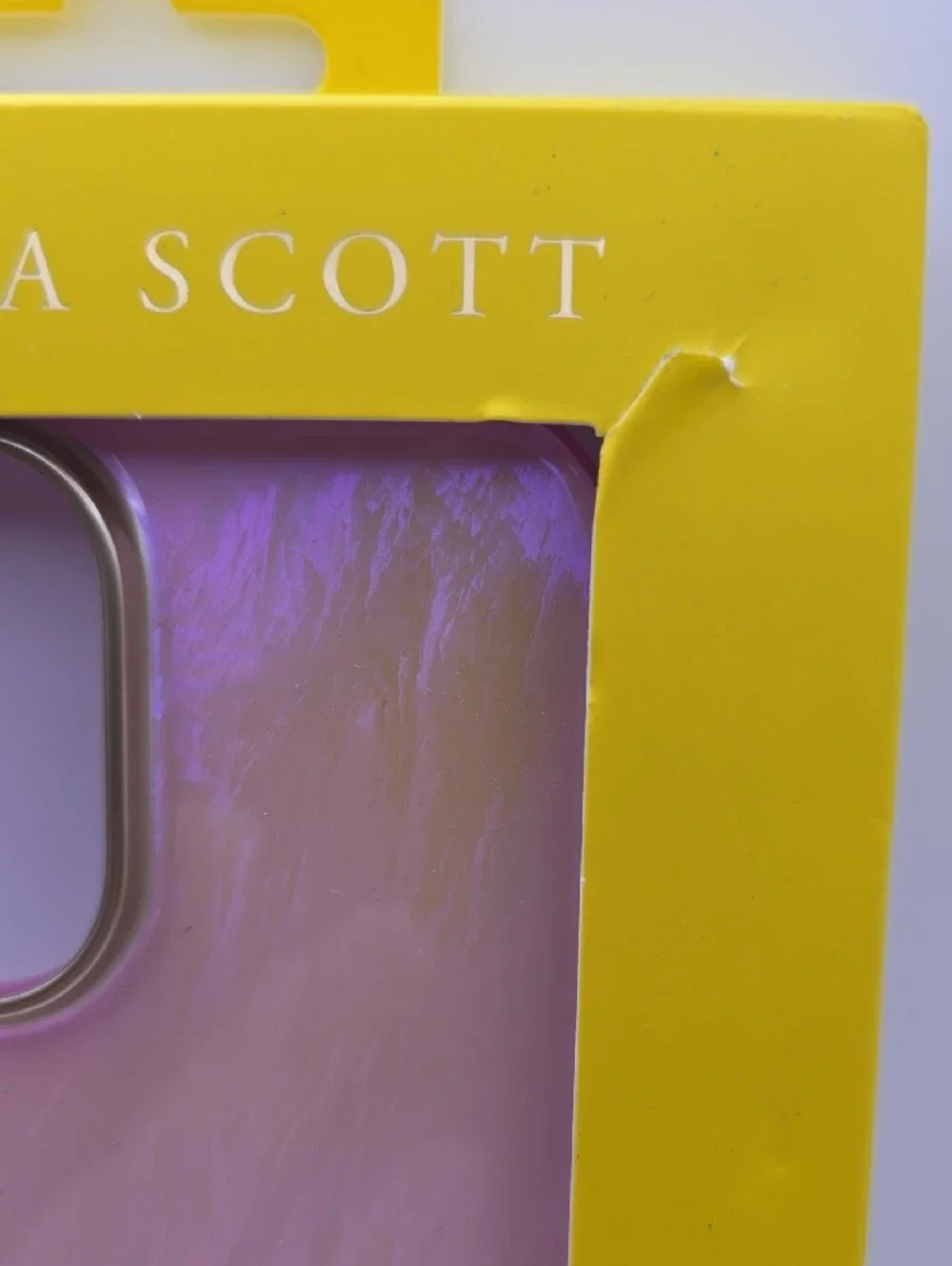 Kendra Scott Iridescent Pink MagSafe iPhone Case with Gold Trim